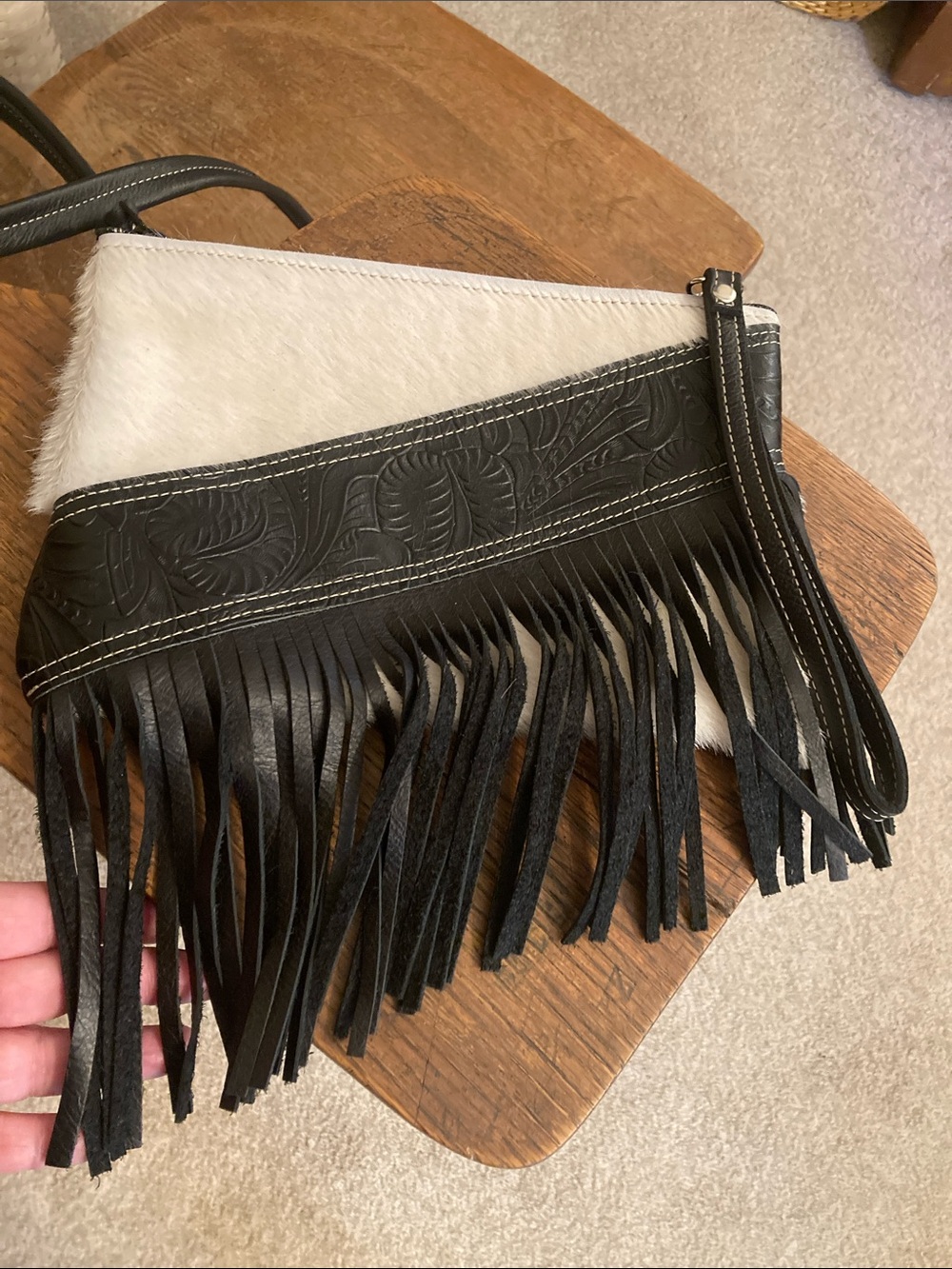 Holy Cow Couture Hair on Hide/Leather w/Fringe Ranch Hand & Cow Charm Bundle